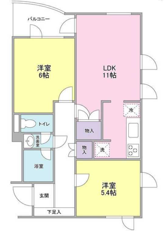 榎本ビル　角部屋　オートロック　ファミリー向けの間取り