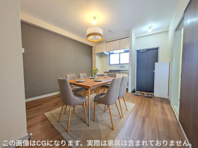 隣の6帖洋室と合わせて使える6帖ダイニングキッチン