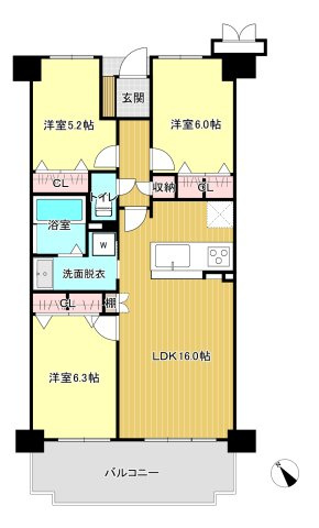 米子市西福原６丁目の中古マンションの間取り