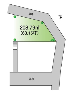 【土地図】 | グランファミーロユーカリが丘1 | 土地面積：208.79㎡