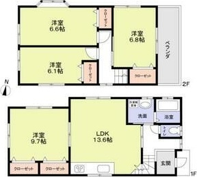高槻市弥生が丘町貸家の間取り