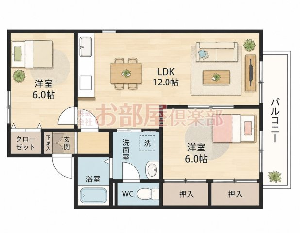 コーポ築揚B棟の間取り