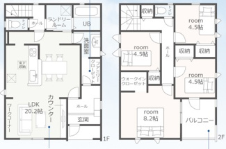 【間取り】 | 岐阜市中川原新築建売全3棟！お車並列3台可能！南道路につき日当り良好♪ウォークインクローゼットあり！ | 岐阜市中川原新築建売全3棟！お車並列3台可能！南道路につき日当り良好♪ウォークインクローゼットあり！