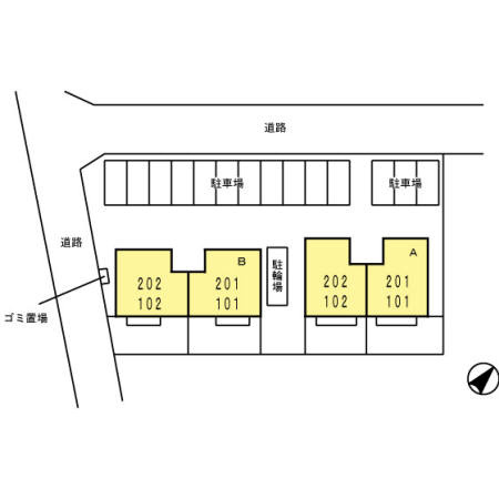ハイカムールあすか　B　　刈谷市近郊の賃貸はクラスホーム刈谷店の区画図