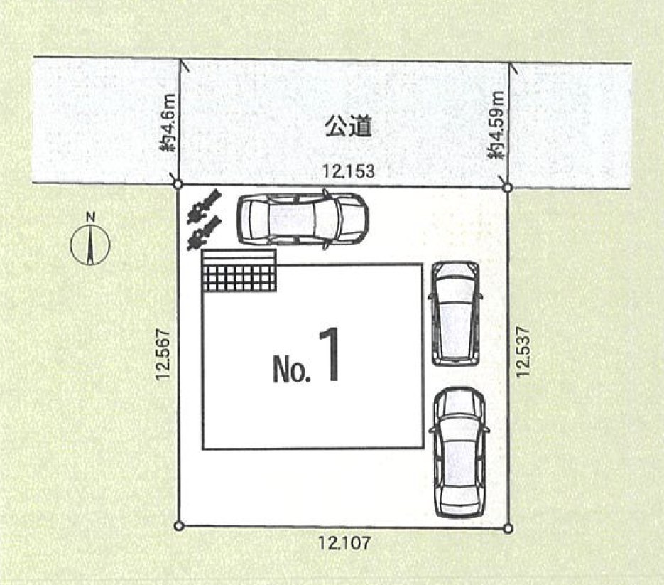 新築　太田市大原町第10　1号棟　Cradle Gardenの区画図|全1区画の物件です。土地約46坪。