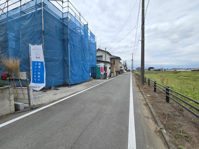 新築　太田市大原町第10　1号棟　Cradle Gardenの前面道路含む現地写真|現地写真　北側前面道路幅員約4.5ｍ