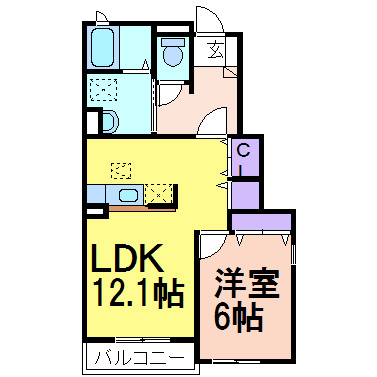 グレイスハイツ　Bの間取り|掲載写真は同建物・反転タイプのお部屋です。現況優先といたします。
