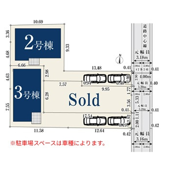 平塚市黒部丘　売地　全３区画の土地図|対象地②区画