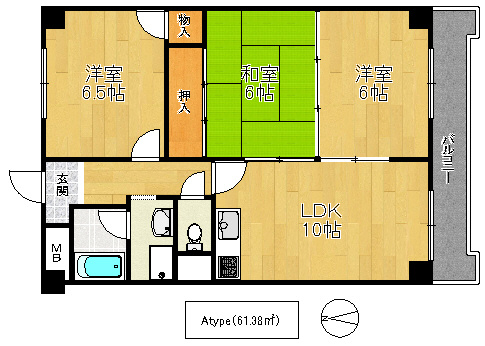 大阪市鶴見区諸口３丁目の賃貸マンションの間取り