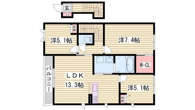 シャーメゾン福田Ｂの間取り
