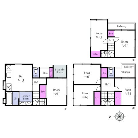 江戸川区興宮町売戸建の間取り|【6DK】