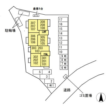 トレス城野貮番館の区画図
