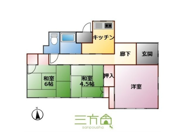 前橋市上新田町　中古住宅の間取り|3K　平屋