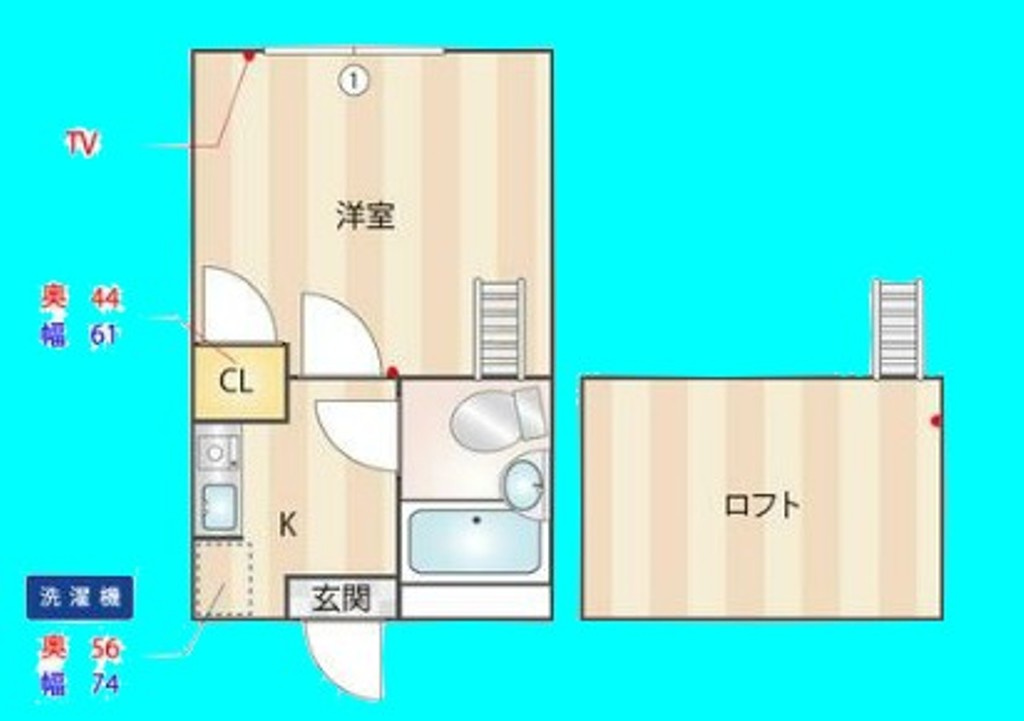 ベルメゾンNo.41相模原※初期費用分割後払いサービス利用可能物件の間取り