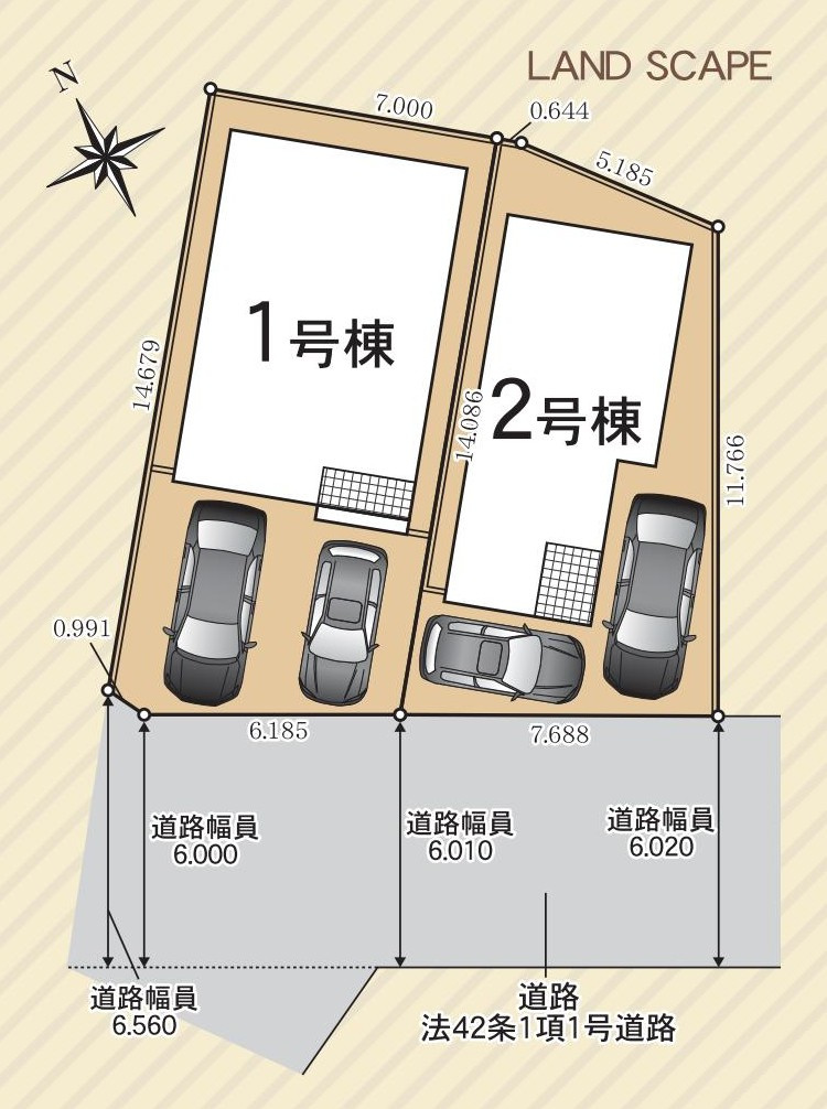 大府市東新町六丁目391番の一部『仲介手数料無料』新築戸建ての区画図
