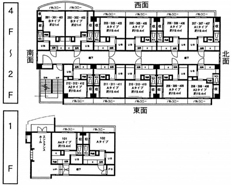 西宮市門戸東町の賃貸マンションの区画図