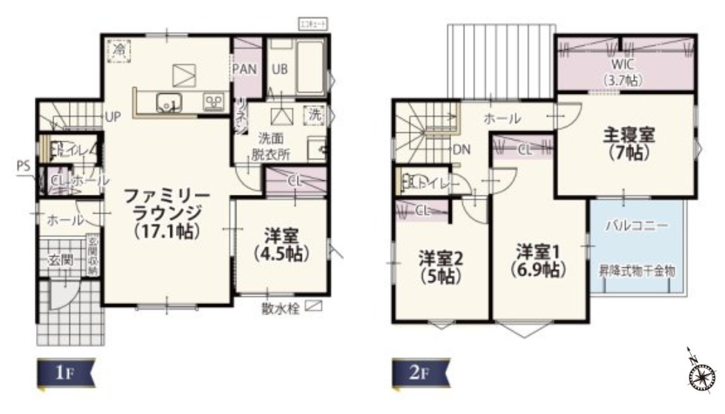 筑西市乙　第１期　全2邸の間取り|〇4LDK〇
全居室南向き！
広々バルコニー♪
