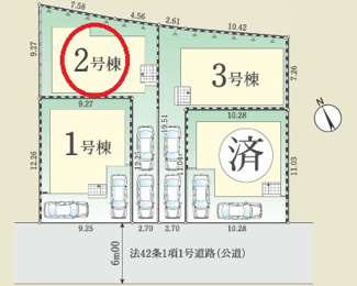【区画図】 | 日野市日野本町３丁目　全３棟　2号棟　仲介手数料無料 | 2号棟です
