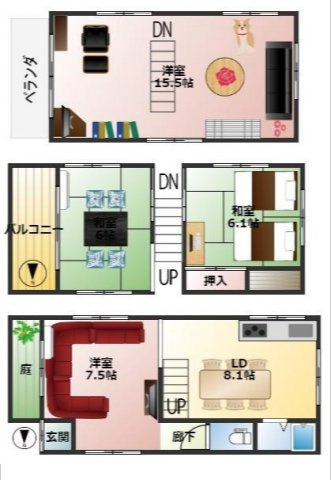 ペディハウス　尼崎市西立花（オーナチェンジ）の間取り