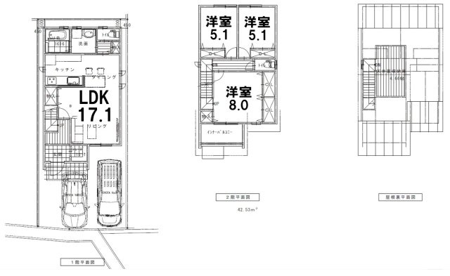 【土地図＋建物プラン例】 | 上桂前田町　建築条件無し売土地 | A号地　建物参考プラン