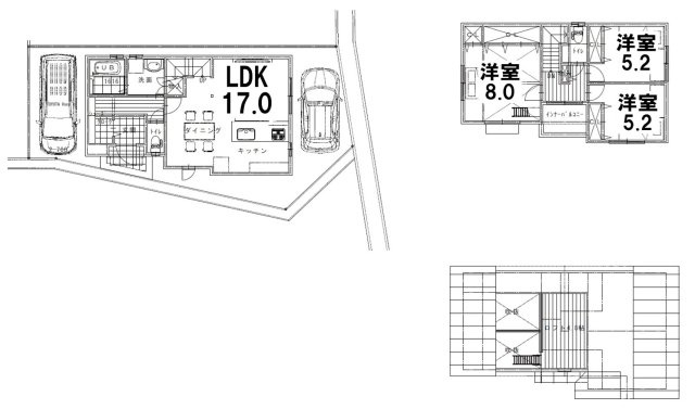 【土地図＋建物プラン例】 | 上桂前田町　建築条件無し売土地 | C号地　建物参考プラン