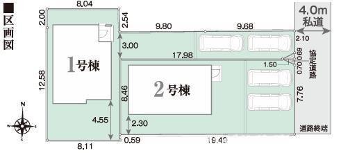 平塚市山下1丁目　新築戸建　全2棟の区画図|対象2号棟