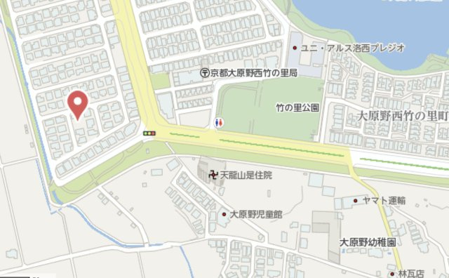 京都市西京区大原野西竹の里町1丁目　新築戸建の地図