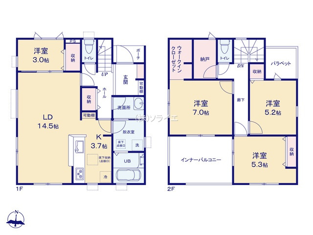 所沢市上安松7期　全4棟　新築戸建　リーブルガーデンの間取り