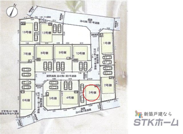仲介手数料無料　上尾市領家107　新築戸建　全12棟の区画図