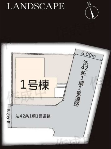 “ちょうどいい上質”がある街、金が谷。角地×20帖LDKのゆとりある暮らし★仲介手数料無料★の区画図|二方向道路に接した角地ならではの開放感。間口が広く、駐車や動線計画の自由度が高い配置です。ゆとりある敷地形状により、採光・通風にも優れた住まいが実現します。
