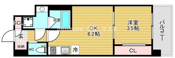 Alivis浪速東SoL TERRACEの間取り