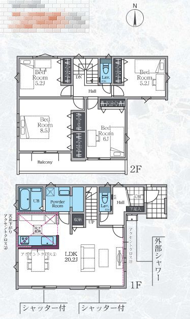 平塚市袖ケ浜新築戸建て　4期2号棟の間取り|間取図「平塚市袖ケ浜新築戸建て　2号棟」