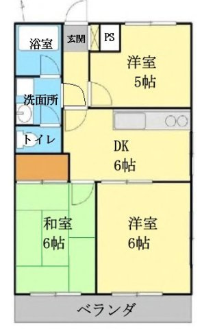 【間取り】 | ペアシティ大野 | 中古マンションの3DKは、集まって食事が出来るダイニングキッチンがあることで、子供のいる3人家族には、丁度良い広さの物件です。3部屋あることで、居間や書斎、子供部屋など多目的に使用することが出来ます。