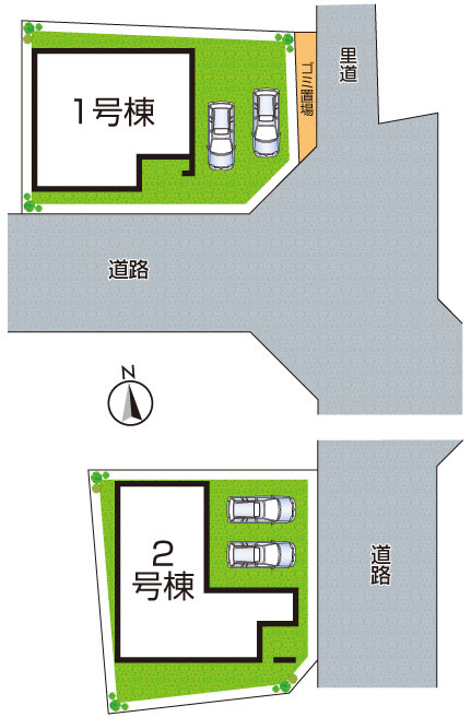 ●5(土)6(日)現地案内可能！　天理市平等坊町　全2邸の区画図|全2区画