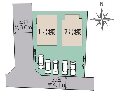 【仲介手数料無料】新築戸建　熊谷市赤城町1-145-1（全2棟）の区画図