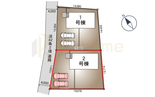 古河市中田第6　新築戸建て　2号棟の区画図|大きなお買い物だからこそ、メリット・デメリットを伝えさせて頂きます。
R-homeにお任せください♪