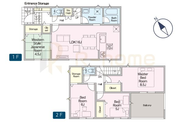 古河市中田第6　新築戸建て　2号棟の間取り|4LDK＋ストレージルーム、土地面積238.43m2、建物面積95.58m2