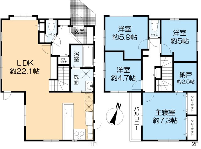 御影山手2丁目一戸建の間取り
