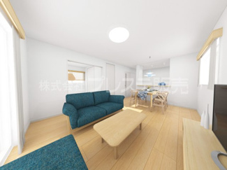 【居間・リビング】 | 大和郡山市箕山町の新築一戸建 全６区画 | ２号地リビング完成イメージ／南向きですので、陽あたり良好です♪※モデルハウスあり