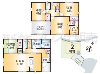 【間取り】 | 大和郡山市箕山町の新築一戸建 全６区画 | ２号地間取図