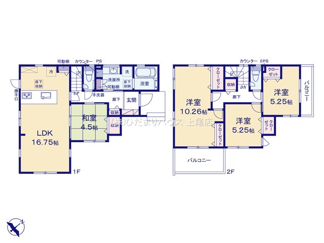 鴻巣市吹上本町2丁目　新築戸建　ブルーミング01の間取り
