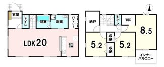【間取り】 | 【20万円ｷｬｯｼｭﾊﾞｯｸ対象物件】リーブルガーデン北葛城郡上牧町中筋出作3期全3棟 2号棟