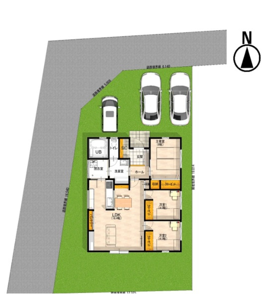 栃木市大宮町　新築戸建の区画図