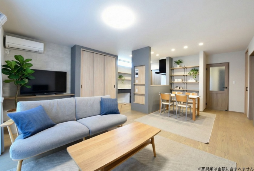 栃木市大宮町　新築戸建の居間・リビング
