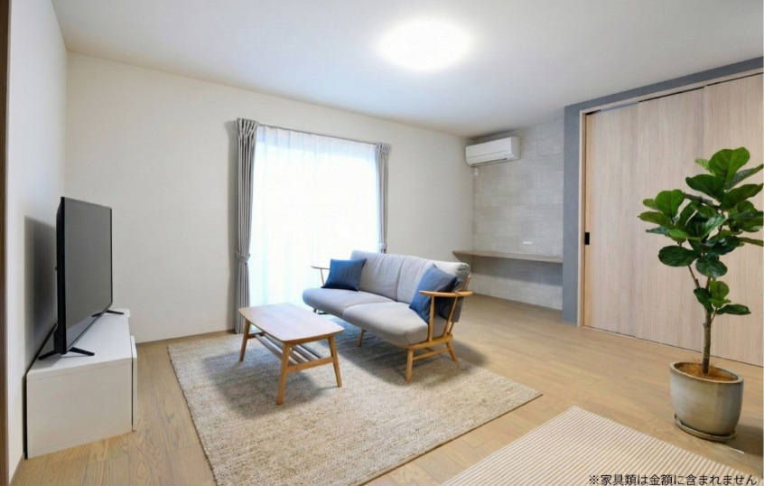 栃木市大宮町　新築戸建の居間・リビング