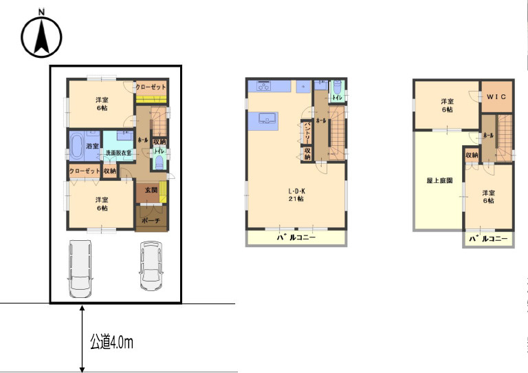 越谷市大字恩間 新築分譲住宅の間取り