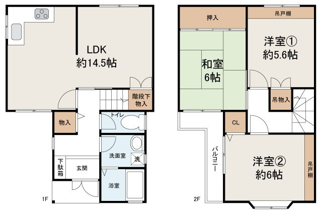岸和田市加守町3丁目の間取り|現状でのお引渡し。定額リフォームパック（オプション）利用可。詳細はお問合せください。