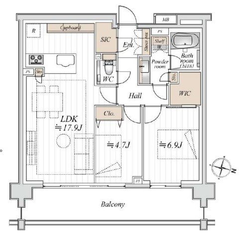 グランドヒルズ三軒茶屋ヒルトップガーデンＣ棟の間取り