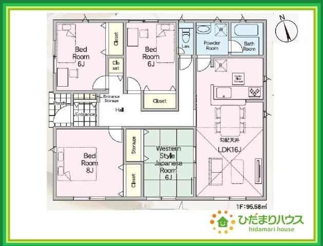 那珂市中台第2　新築戸建の間取り|人気の平屋物件！南向きで日当たりも良好です(^^♪