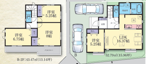 【間取り】 | 座間市立野台２丁目　新築戸建て　全3棟　【仲介手数料無料】